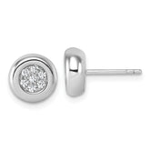 Sterling Silver Rhodium-plated CZ Round Cluster Post Earrings