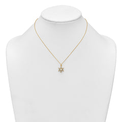 Sterling Silver Gold-Tone Polished Lab Created Opal and CZ Starburst 16 Inch with 2 Inch Extension Necklace