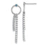 Sterling Silver Rhodium-plated Blue and White CZ Circle with 2 Drops Dangle Post Earrings