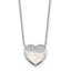 Sterling Silver Rhodium-plated Polished Mother of Pearl and CZ Heart 16 inch with 2 inch Extender Necklace