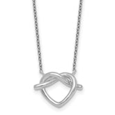Sterling Silver Rhodium-plated Polished Knot Heart 17.75 Inch Necklace