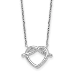 Sterling Silver Rhodium-plated Polished Knot Heart 17.75 Inch Necklace