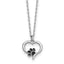 Sterling Silver Rhodium-plated Heart with Black Enameled Paw Print 16 inch with 1.5 inch Extension Necklace