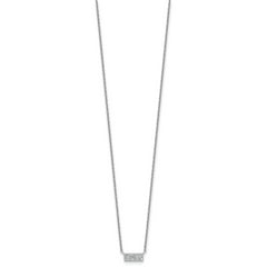Sterling Silver Rhodium-plated Polished CZ Bar 17.5 Inch Necklace