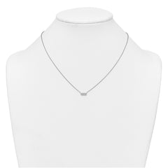 Sterling Silver Rhodium-plated Polished CZ Bar 17.5 Inch Necklace