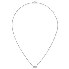 Sterling Silver Rhodium-plated Polished CZ Bar 17.5 Inch Necklace