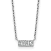 Sterling Silver Rhodium-plated Polished CZ Bar 17.5 Inch Necklace