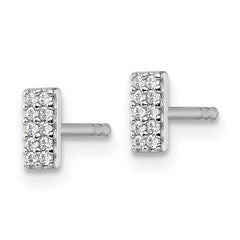 Sterling Silver Rhodium-plated Polished CZ Bar Post Earrings