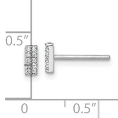 Sterling Silver Rhodium-plated Polished CZ Bar Post Earrings