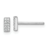 Sterling Silver Rhodium-plated Polished CZ Bar Post Earrings