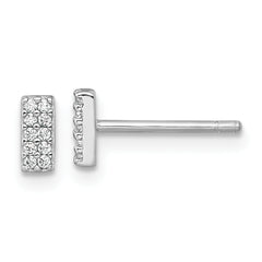 Sterling Silver Rhodium-plated Polished CZ Bar Post Earrings