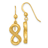 Sterling Silver Gold-tone Polished and Textured Infinity Dangle Shepherd Hook Earrings