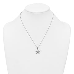 Sterling Silver Rhodium-plated Polished and Oxidized Filigree Starfish 18 Inch Necklace