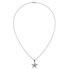 Sterling Silver Rhodium-plated Polished and Oxidized Filigree Starfish 18 Inch Necklace