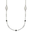 Medals Black Glass Beads Necklace in Sterling Silver, 16 Inch - Sophia Jewelers