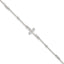 Sterling Silver Polished and Beaded White CZ Budded Cross 7 inch with 1 inch Extension Bracelet