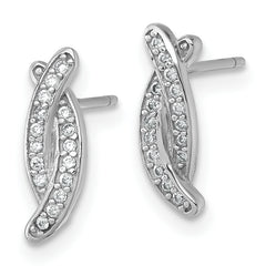 Sterling Silver Rhodium-plated Polished Fancy CZ -X- Post Earrings