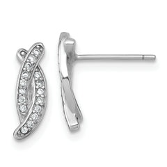 Sterling Silver Rhodium-plated Polished Fancy CZ -X- Post Earrings