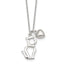 Silhouette and Puffed Heart Charm Necklace in Sterling Silver, 16 Inch - Sophia Jewelers