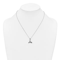 Sterling Silver Rhodium-plated Polished and Oxidized Filigree Whale Tail 18 Inch Necklace