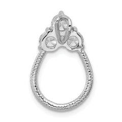 Sterling Silver Rhodium-plated Three CZ Textured Loop Chain Slide Pendant