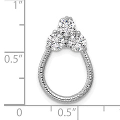 Sterling Silver Rhodium-plated Three CZ Textured Loop Chain Slide Pendant