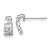 Sterling Silver Rhodium-plated Polished Pave CZ Curved and Tapered Post Earrings