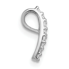 Sterling Silver Rhodium-plated Polished Pave CZ Curved and Tapered Chain Slide Pendant