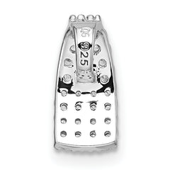 Sterling Silver Rhodium-plated Polished Pave CZ Curved and Tapered Chain Slide Pendant