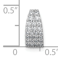 Sterling Silver Rhodium-plated Polished Pave CZ Curved and Tapered Chain Slide Pendant
