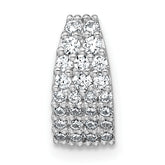 Sterling Silver Rhodium-plated Polished Pave CZ Curved and Tapered Chain Slide Pendant