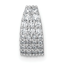 Sterling Silver Rhodium-plated Polished Pave CZ Curved and Tapered Chain Slide Pendant