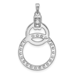 Sterling Silver Rhodium-plated Polished CZ Two Circle Pendant