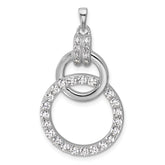 Sterling Silver Rhodium-plated Polished CZ Two Circle Pendant