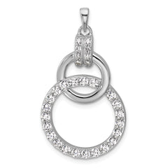 Sterling Silver Rhodium-plated Polished CZ Two Circle Pendant