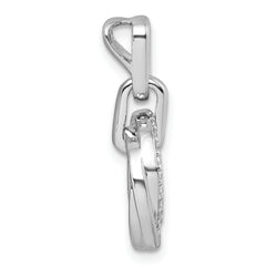Sterling Silver Rhodium-plated Polished White CZ Circle Twist Pendant