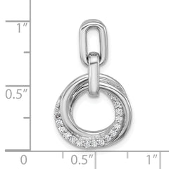 Sterling Silver Rhodium-plated Polished White CZ Circle Twist Pendant