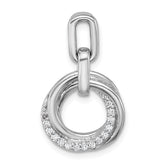 Sterling Silver Rhodium-plated Polished White CZ Circle Twist Pendant