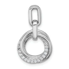 Sterling Silver Rhodium-plated Polished White CZ Circle Twist Pendant