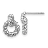 Sterling Silver Rhodium-plated Polished Twisted Circle Post Earrings
