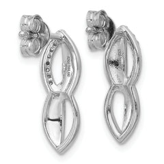 Sterling Silver Rhodium-plated Polished Ovals CZ Post Earrings