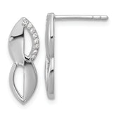 Sterling Silver Rhodium-plated Polished Ovals CZ Post Earrings