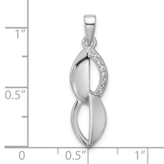 Sterling Silver Rhodium-plated Polished Ovals CZ Pendant