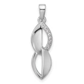 Sterling Silver Rhodium-plated Polished Ovals CZ Pendant