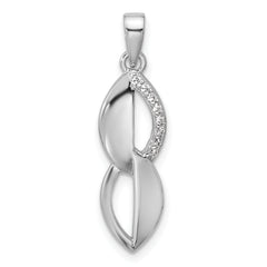 Sterling Silver Rhodium-plated Polished Ovals CZ Pendant