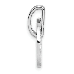 Sterling Silver Rhodium-plated CZ Polished Textured Moveable and Reversible Circle Doorknocker Pendant