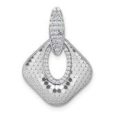 Sterling Silver Rhodium-plated CZ Polished Textured Doorknocker Pendant