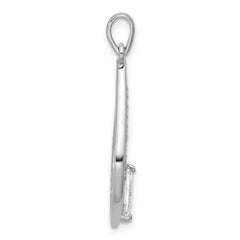 Sterling Silver Rhodium-plated Marquise CZ Polished Teardrop Pendant