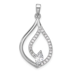 Sterling Silver Rhodium-plated Marquise CZ Polished Teardrop Pendant