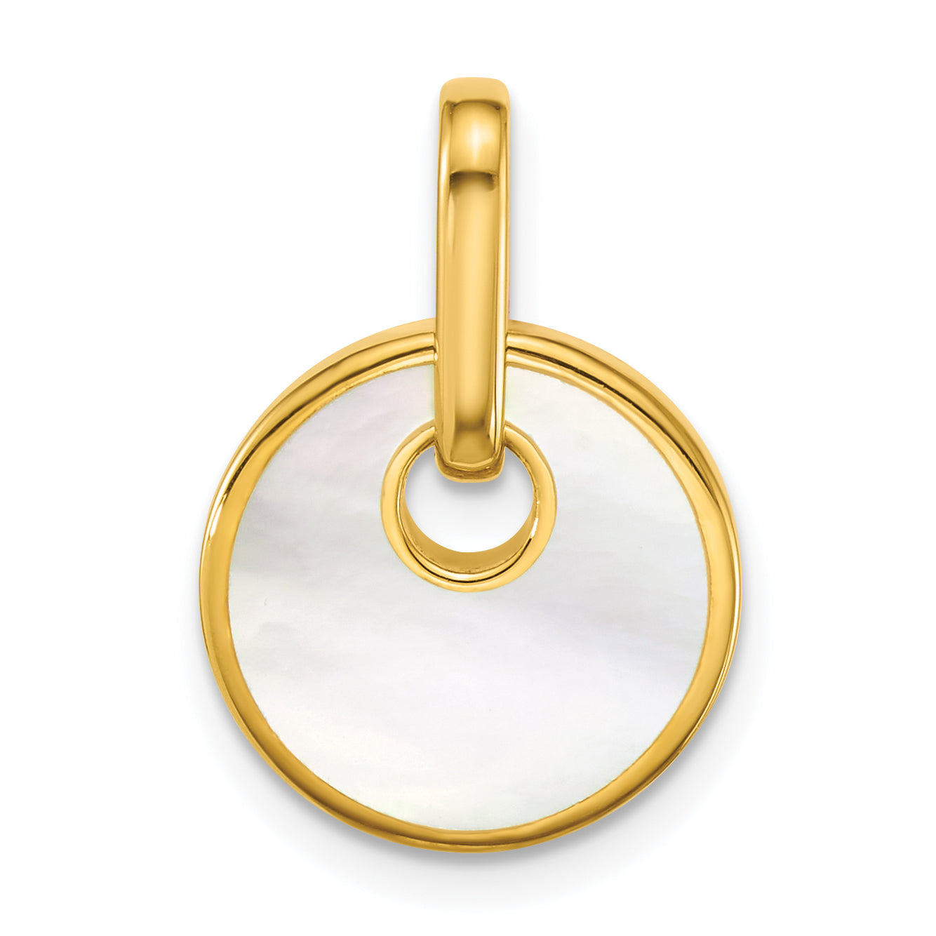 Sterling Silver Gold-plated Polished Mother of Pearl Circle Drop Pendant